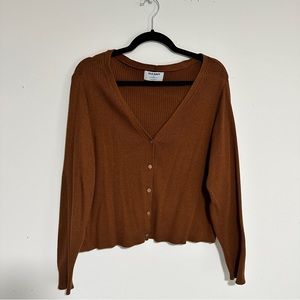 Brown Button Up Cropped Cardigan - Old Navy 2X